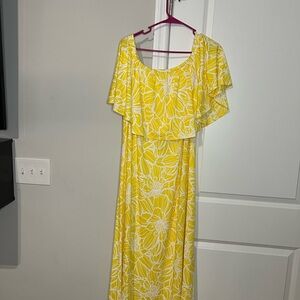 Sunny Yellow Floral Maxi Dress